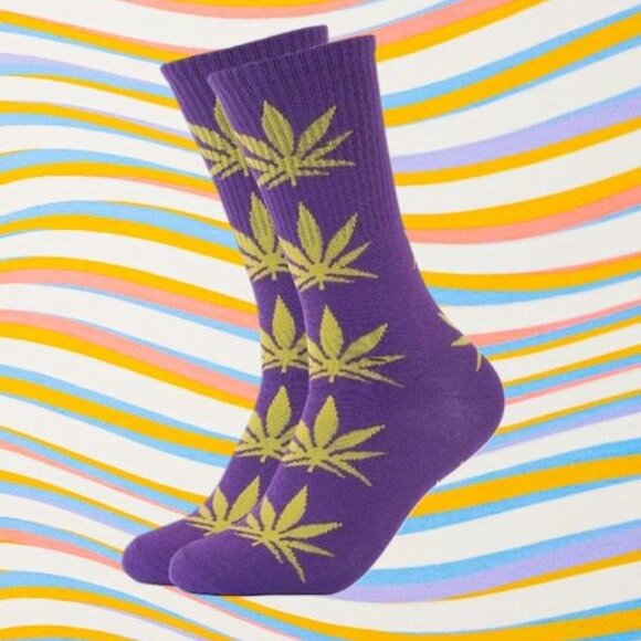 2/PAIR NEW UNISEX 2-PACK WEED SOCKS MARIJUANA CANNABIS - Picture 2 of 3